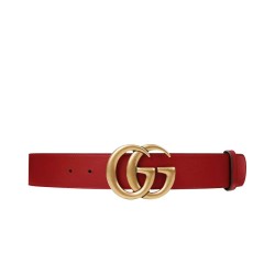 Pari all'originale replica Cintura in cuoio con doppia fibbia G Rosso