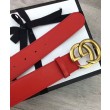 Pari all'originale replica Cintura in cuoio con doppia fibbia G Rosso