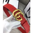 Pari all'originale replica Cintura in cuoio con doppia fibbia G Rosso