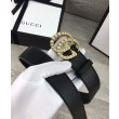 Qualità superiore replica Cintura in pelle con perla Double G Nero