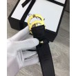 Qualità superiore replica Cintura in pelle con perla Double G Nero