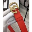 Qualità superiore replica Cintura in pelle con perla Double G Red