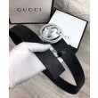 Alta gamma replica Cinture Cuoio Signature in cuoio Nero Argento Nero