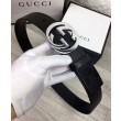 Alta gamma replica Cinture Cuoio Signature in cuoio Nero Argento Nero
