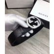 Alta gamma replica Cinture Cuoio Signature in cuoio Nero Argento Nero
