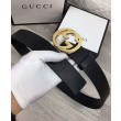 Qualità superiore replica Cuoio Signature in cuoio Cintura Nera Oro