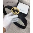 Qualità superiore replica Cuoio Signature in cuoio Cintura Nera Oro
