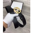 Qualità superiore replica Cuoio Signature in cuoio Cintura Nera Oro