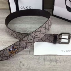 Riproduzione Fedele Dettagli perfetti Tiger stampa GG Supreme cintura Caffè imitazioni Replica Alta Qualità Dettagli perfetti Tiger stampa GG Supreme cintura Caffè