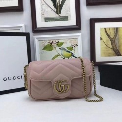 GG Marmont matelasse Borse Imitazioni in pelle Super Mini 476433 Rosa