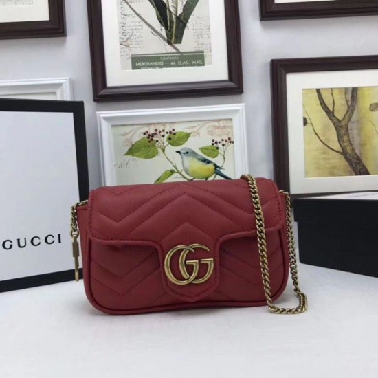 GG Marmont matelasse Borsa in pelle Super Mini 476433 Rosso GG Marmont matelasse Borsa in pelle Super Mini 476433 Rosso