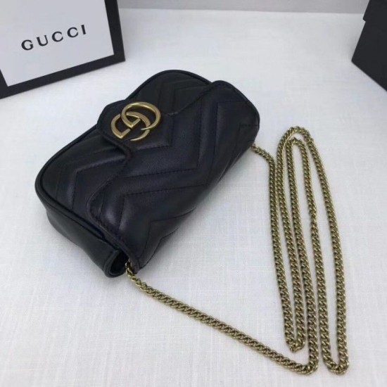 GG Marmont matelasse Borsa in pelle Super Mini 476433 Nero GG Marmont matelasse Borsa in pelle Super Mini 476433 Nero