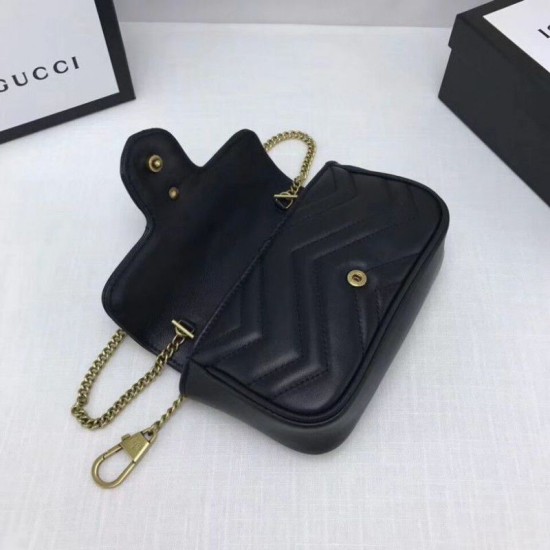 GG Marmont matelasse Borsa in pelle Super Mini 476433 Nero GG Marmont matelasse Borsa in pelle Super Mini 476433 Nero