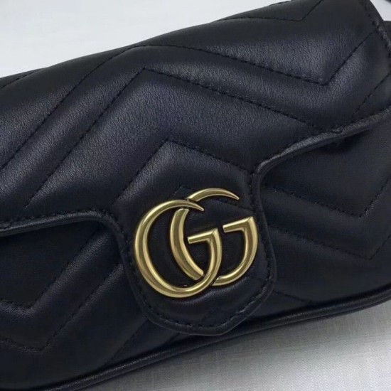 GG Marmont matelasse Borsa in pelle Super Mini 476433 Nero GG Marmont matelasse Borsa in pelle Super Mini 476433 Nero