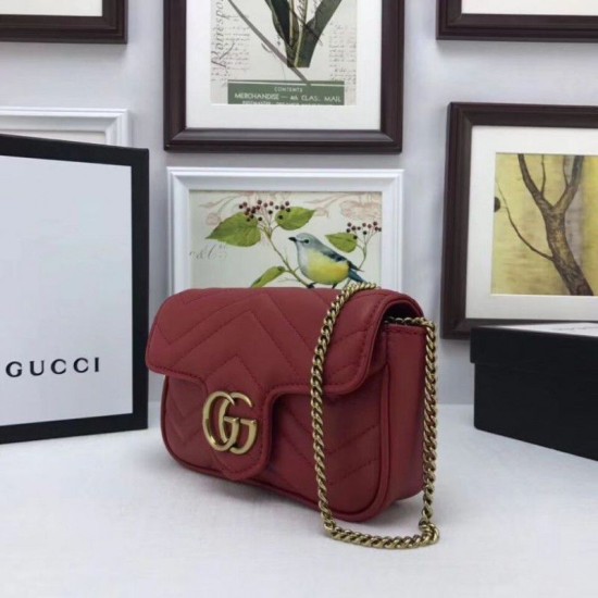 GG Marmont matelasse Borsa in pelle Super Mini 476433 Rosso GG Marmont matelasse Borsa in pelle Super Mini 476433 Rosso