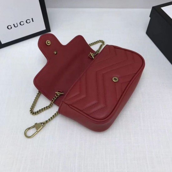 GG Marmont matelasse Borsa in pelle Super Mini 476433 Rosso GG Marmont matelasse Borsa in pelle Super Mini 476433 Rosso
