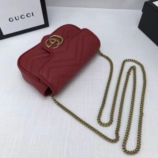GG Marmont matelasse Borsa in pelle Super Mini 476433 Rosso GG Marmont matelasse Borsa in pelle Super Mini 476433 Rosso