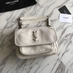 Replica Alta Qualità Borsa YSL Saint Laurent Niki catena media bianca