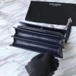 Imitazione Imitazioni borse griffate YSL Saint Laurent Media da sole lucida blu coccodrillo a rilievo