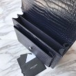 Imitazione Imitazioni borse griffate YSL Saint Laurent Media da sole lucida blu coccodrillo a rilievo