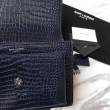 Imitazione Imitazioni borse griffate YSL Saint Laurent Media da sole lucida blu coccodrillo a rilievo