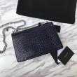 Imitazione Imitazioni borse griffate YSL Saint Laurent Media da sole lucida blu coccodrillo a rilievo