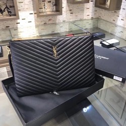 Replica Alta Qualità Pochette Saint Laurent nera con hardware oro