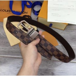 Replica Alta Qualità Slender 35 millimetri reversibile cintura uomo Damier Ebene Canvas Buckle M9075Q 