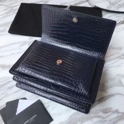 Riproduzione Fedele Imitazione Imitazioni borse griffate YSL Saint Laurent Media da sole lucida blu coccodrillo a rilievo imitazioni Replica Alta Qualità Imitazione Imitazioni borse griffate YSL Saint Laurent Media da sole lucida blu coccodrillo a rilievo