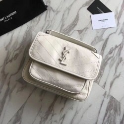 Riproduzione Fedele Borsa YSL Saint Laurent Niki catena media bianca imitazioni Replica Alta Qualità Borsa YSL Saint Laurent Niki catena media bianca