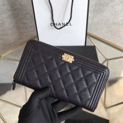 Alta gamma replica Boy Zip Around Portafoglio Cowhide Nero