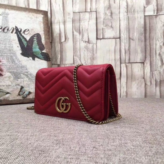 GG Marmont Studs Mini Borsa a Tracolla 488426 Rosso