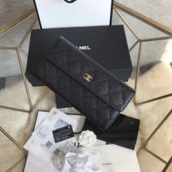 Alta gamma replica Quilted Lungo Portafoglio Cowhide Nero