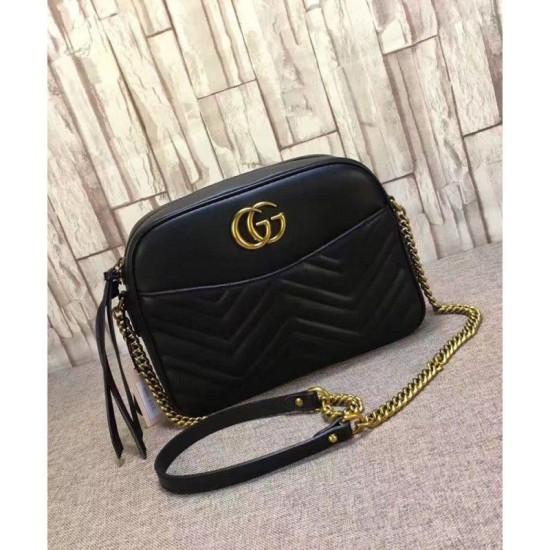 Sito Replica Borsa a Tracolla GG Marmont Matelasse 443499 Nero Qualità Specchio Borsa a Tracolla GG Marmont Matelasse 443499 Nero imitazioni perfette
