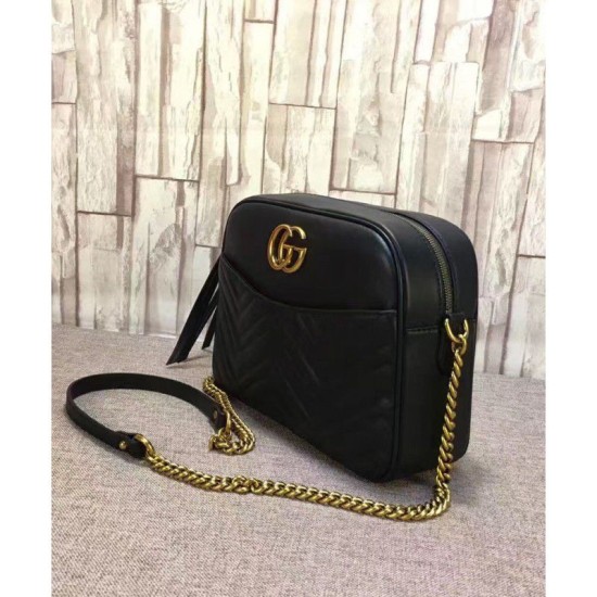 Sito Replica Borsa a Tracolla GG Marmont Matelasse 443499 Nero Qualità Specchio Borsa a Tracolla GG Marmont Matelasse 443499 Nero imitazioni perfette