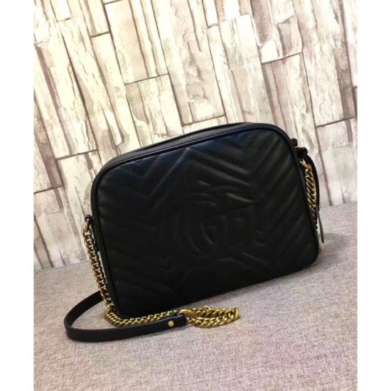 Sito Replica Borsa a Tracolla GG Marmont Matelasse 443499 Nero Qualità Specchio Borsa a Tracolla GG Marmont Matelasse 443499 Nero imitazioni perfette