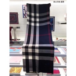 Replica Alta Qualità Classic Large Check Sciarpa Navy di Cashmere