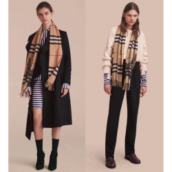 Sciarpa in Cashmere Classic in Camel Check e Lace