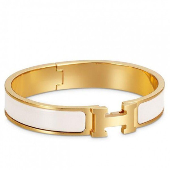 Bracciale Hermes Clic H PM in smalto bianco Bracciale Hermes Clic H PM in smalto bianco