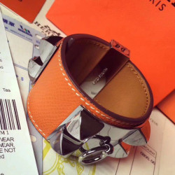 Bracciale Hermes Collier de Chien arancione Epsom taglia S