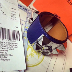 Bracciale Hermes Collier de Chien blu Epsom taglia S