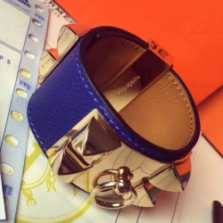 Bracciale Hermes Collier de Chien blu Epsom taglia S