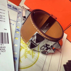 Bracciale Hermes Collier de Chien marrone Epsom taglia S