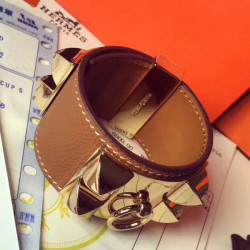 Bracciale Hermes Collier de Chien marrone Epsom taglia S