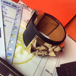 Bracciale Hermes Collier de Chien nero Epsom taglia S