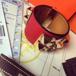 Bracciale Hermes Collier de Chien rosso Epsom taglia S