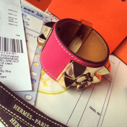 Bracciale Hermes Rose Red Epsom Collier de Chien Misura S