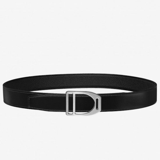 Cintura con fibbia Hermes Etrier Cinturino Clemence nero 32 mm
