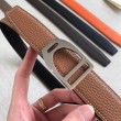 Cintura con fibbia Hermes Etrier Cinturino marrone Clemence 32 MM