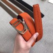 Qualità superiore replica Cintura Hermes Etrier con fibbia Cinturino Clemence arancione 32 mm